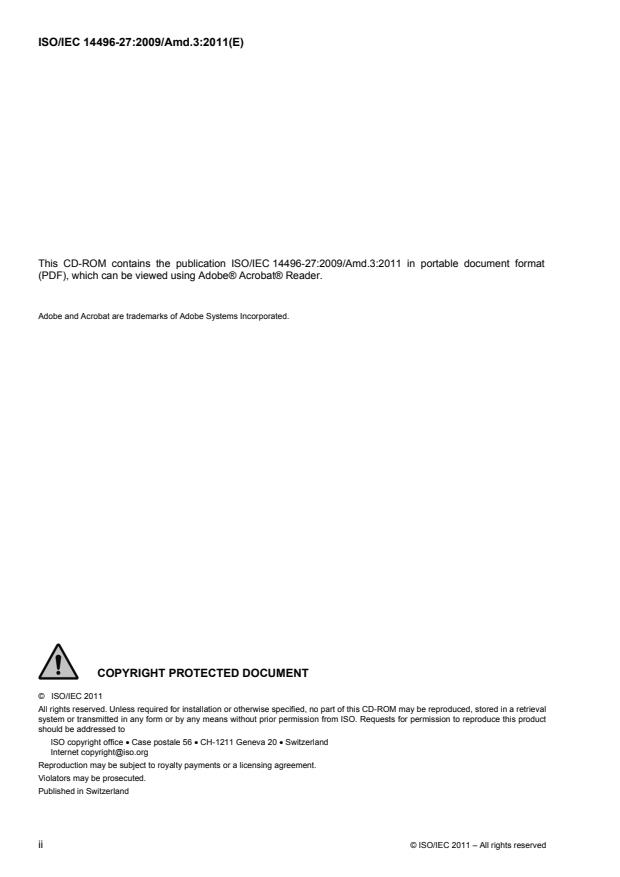 ISO/IEC 14496-27:2009/Amd 3:2011 ISO/IEC 14496-27:2009/Amd 3:2011 - Scalable complexity 3D mesh coding conformance in 3DGCM - Page 2 preview