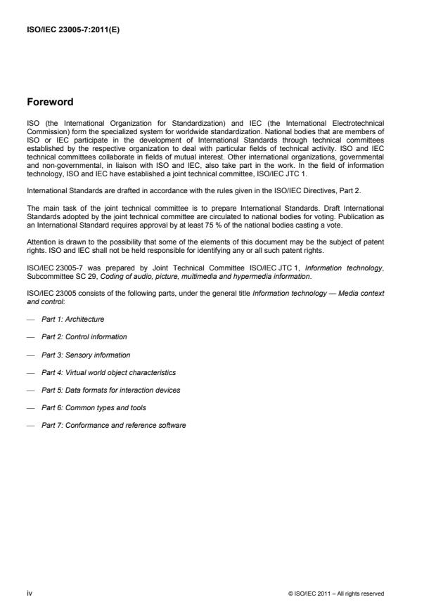 ISO/IEC 23005-7:2011 ISO/IEC 23005-7:2011 - Information technology -- Media context and control - Page 4 preview