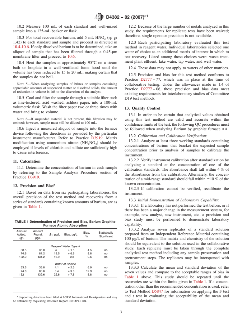 ASTM D4382-02(2007)e1 - Standard Test Method for Barium in Water, Atomic Absorption Spectrophotometry, Graphite Furnace