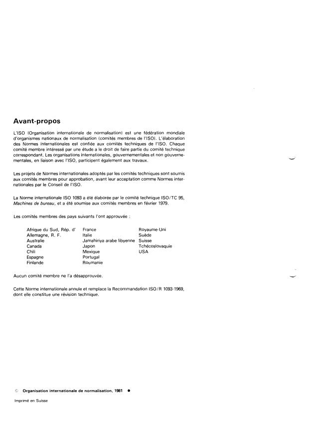 ISO 1093:1981 ISO 1093:1981 - Machines a additionner et machines a calculer -- Symboles des touches et symboles imprimés ou affichés - Page 2 preview