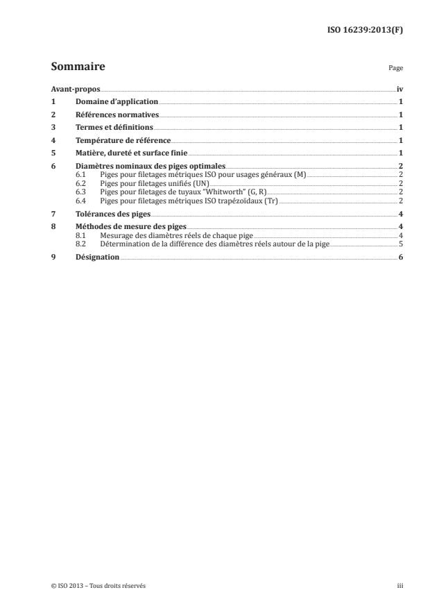 ISO 16239:2013 - Piges métriques pour mesurage des filetages