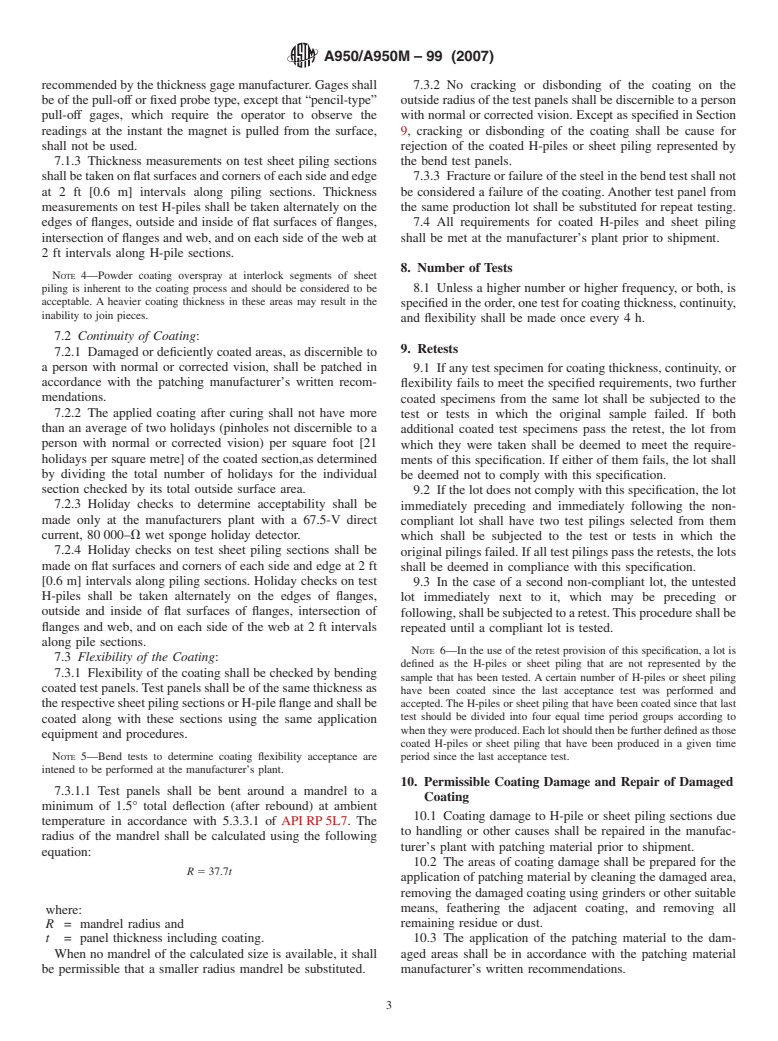 ASTM A950/A950M-99(2007) - Standard Specification for Fusion-Bonded Epoxy-Coated Structural Steel H-Piles and Sheet Piling