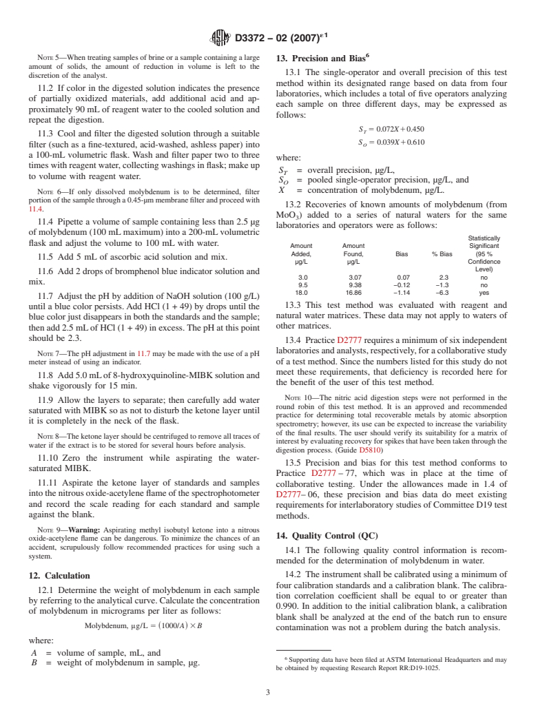 ASTM D3372-02(2007)e1 - Standard Test Method for Molybdenum in Water