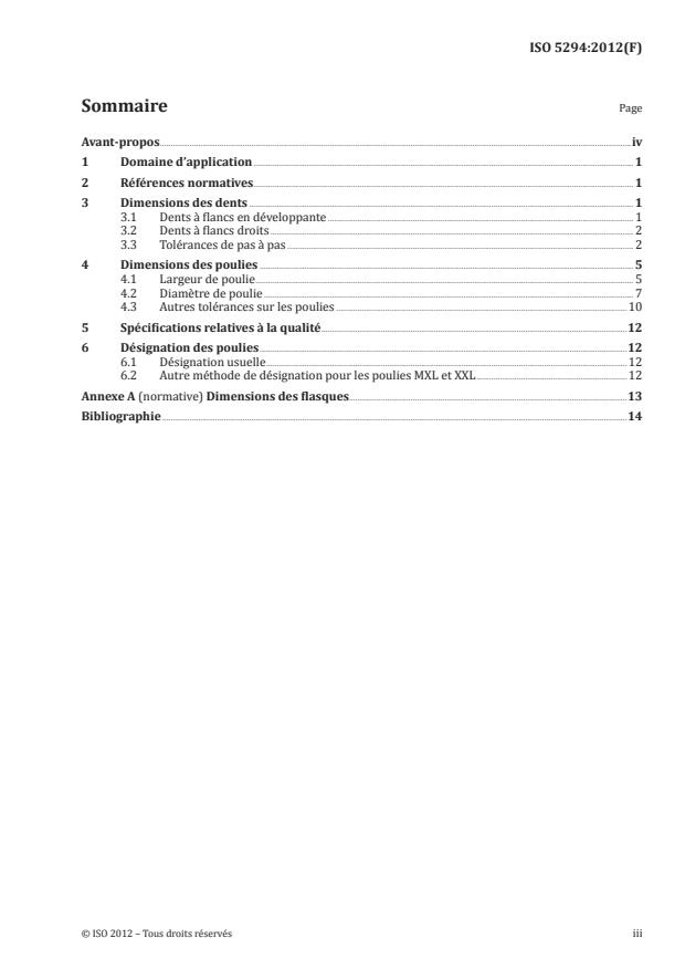 ISO 5294:2012 - Transmissions synchrones par courroies -- Poulies