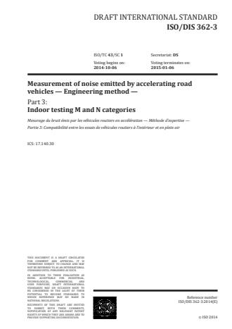 ISO 362-3:2016 - Measurement of noise emitted by accelerating road vehicles -- Engineering method