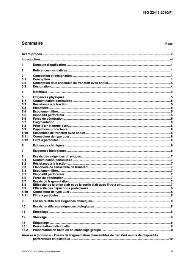 ISO 22413:2010 - Ensemble de transfert pour préparations pharmaceutiques -- Exigences et méthodes d'essai