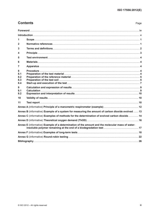 ISO 17556:2012 - Plastics -- Determination of the ultimate aerobic biodegradability of plastic materials in soil by measuring the oxygen demand in a respirometer or the amount of carbon dioxide evolved