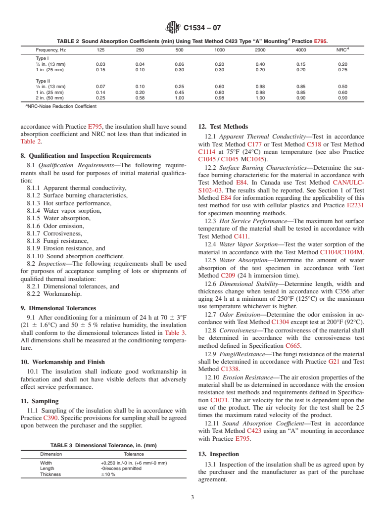 ASTM C1534-07 - Standard Specification for Flexible Polymeric Foam Sheet Insulation Used as a Thermal and Sound Absorbing Liner for Duct Systems