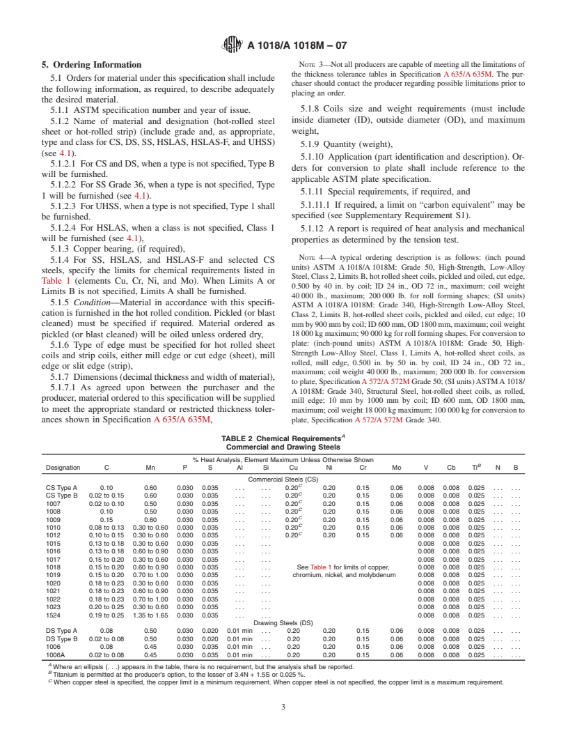 ASTM A1018/A1018M-07 - Standard Specification for Steel, Sheet and Strip, Heavy-Thickness Coils, Hot-Rolled, Carbon, Commercial, Drawing, Structural, High-Strength Low-Alloy, High-Strength Low-Alloy with Improved Formability, and Ultra-High Strength