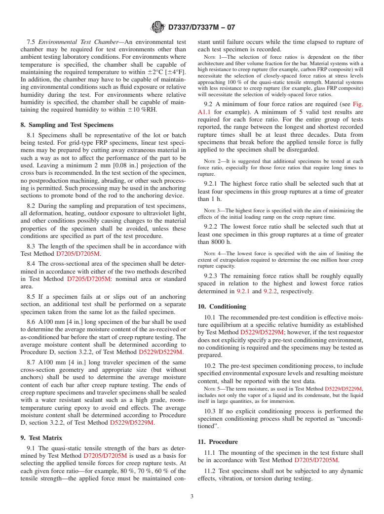 ASTM D7337/D7337M-07 - Standard Test Method for Tensile Creep Rupture of Fiber Reinforced Polymer Matrix Composite Bars