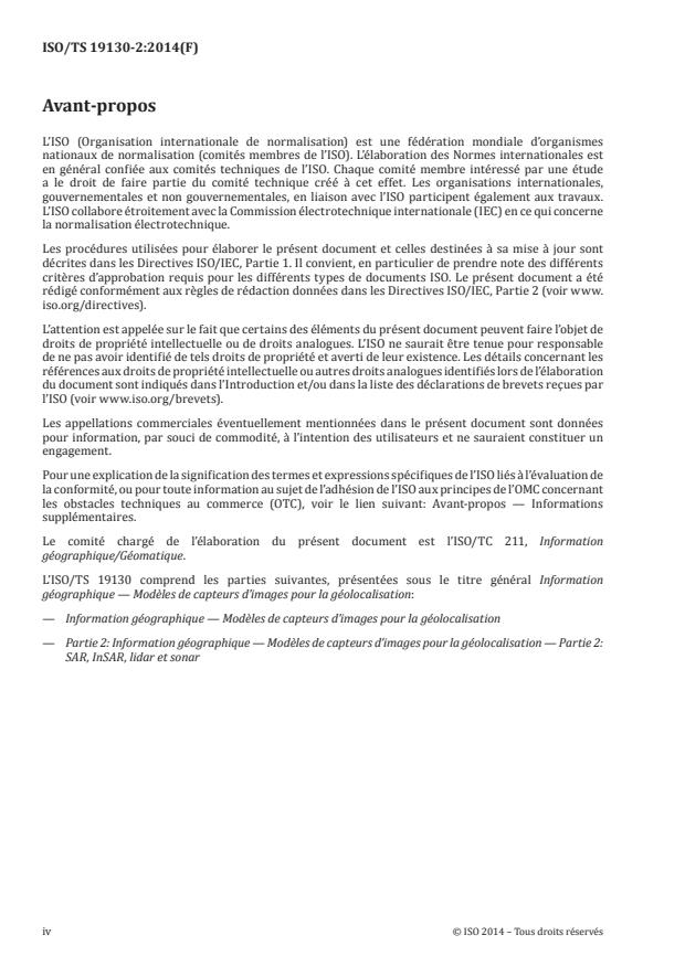 SIST-TS ISO/TS 19130-2:2020 ISO/TS 19130-2:2014 - Information géographique -- Modeles de capteurs d'images de géopositionnement - Page 4 preview