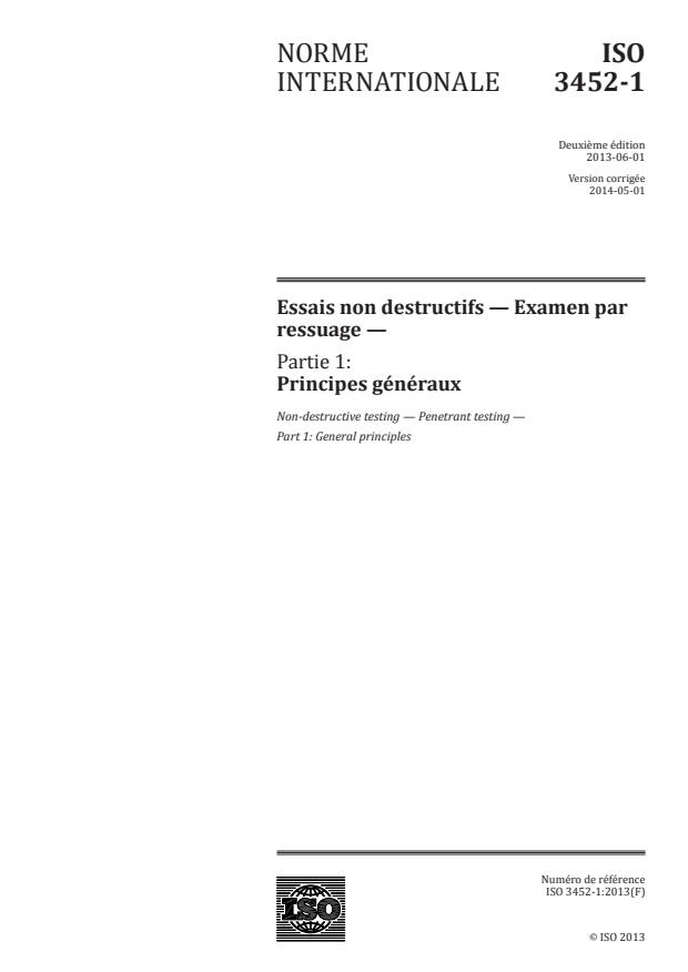 ISO 3452-1:2013 - Essais non destructifs -- Examen par ressuage