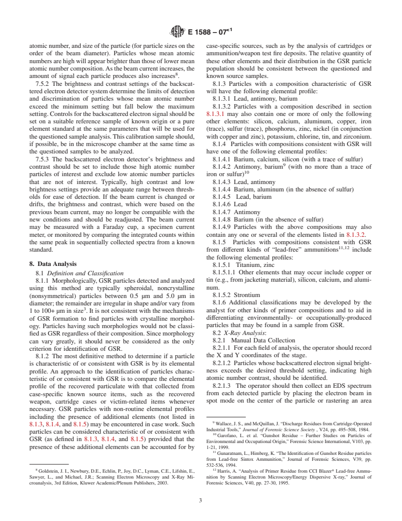 ASTM E1588-07e1 - Standard Guide for Gunshot Residue Analysis by Scanning Electron Microscopy/Energy Dispersive X-ray Spectrometry