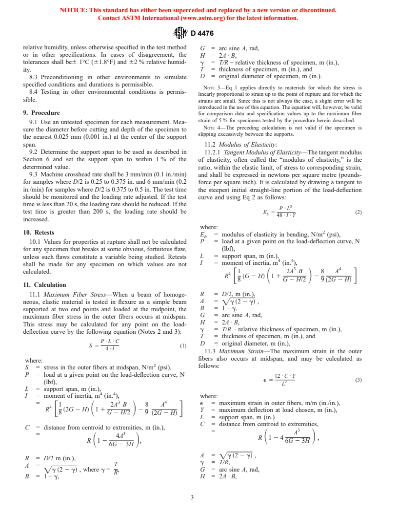 ASTM D4476-97 - Standard Test Method for Flexural Properties of Fiber Reinforced Pultruded Plastic Rods