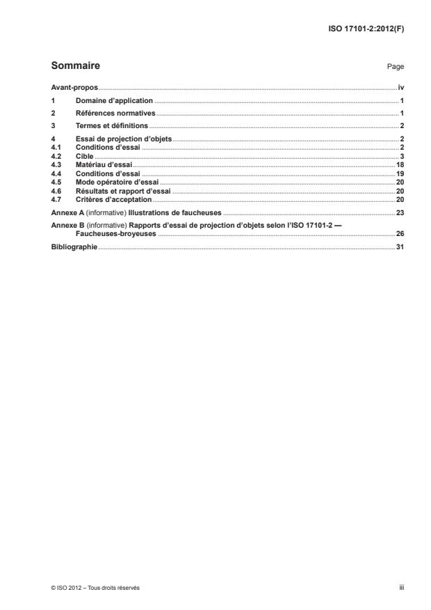 ISO 17101-2:2012 - Matériel agricole -- Essai de projection d'objets et criteres d'acceptation