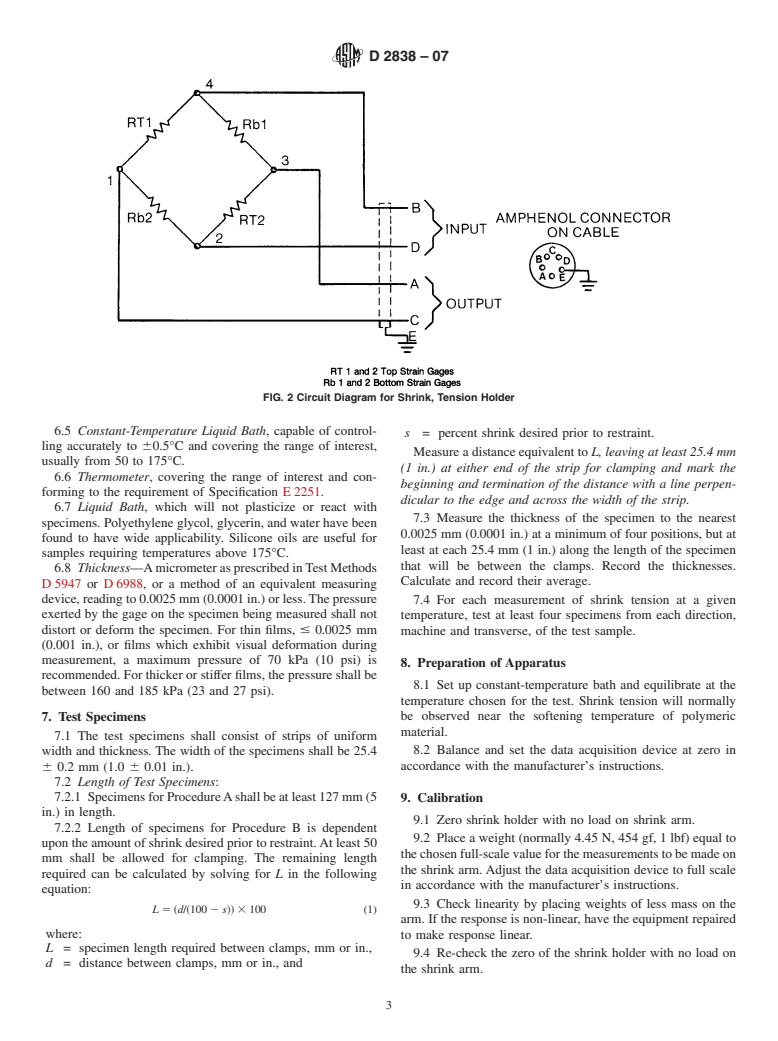 ASTM D2838-07 - Standard Test Method for Shrink Tension and Orientation Release Stress of Plastic Film and Thin Sheeting