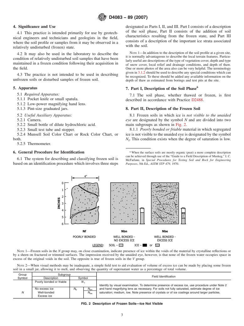 ASTM D4083-89(2007) - Standard Practice for Description of Frozen Soils (Visual-Manual Procedure)