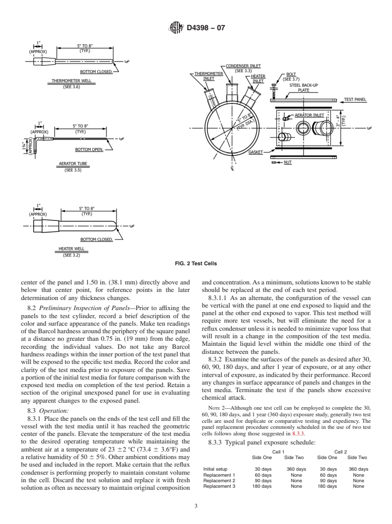 ASTM D4398-07 - Standard Test Method for Determining the Chemical Resistance of Fiberglass-Reinforced Thermosetting Resins by One-Side Panel Exposure (Withdrawn 2015)