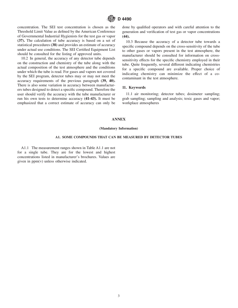 ASTM D4490-96(2001)e1 - Standard Practice for Measuring the Concentration of Toxic Gases or Vapors Using Detector Tubes