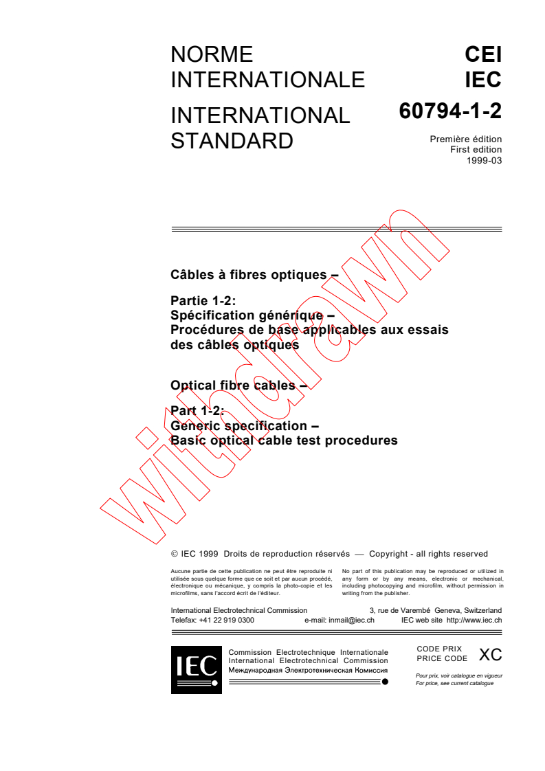 IEC 60794-1-2:1999 - Optical fibre cables - Part 1-2: Generic specification - Basic optical cable test procedures
Released:3/31/1999
Isbn:2831847133