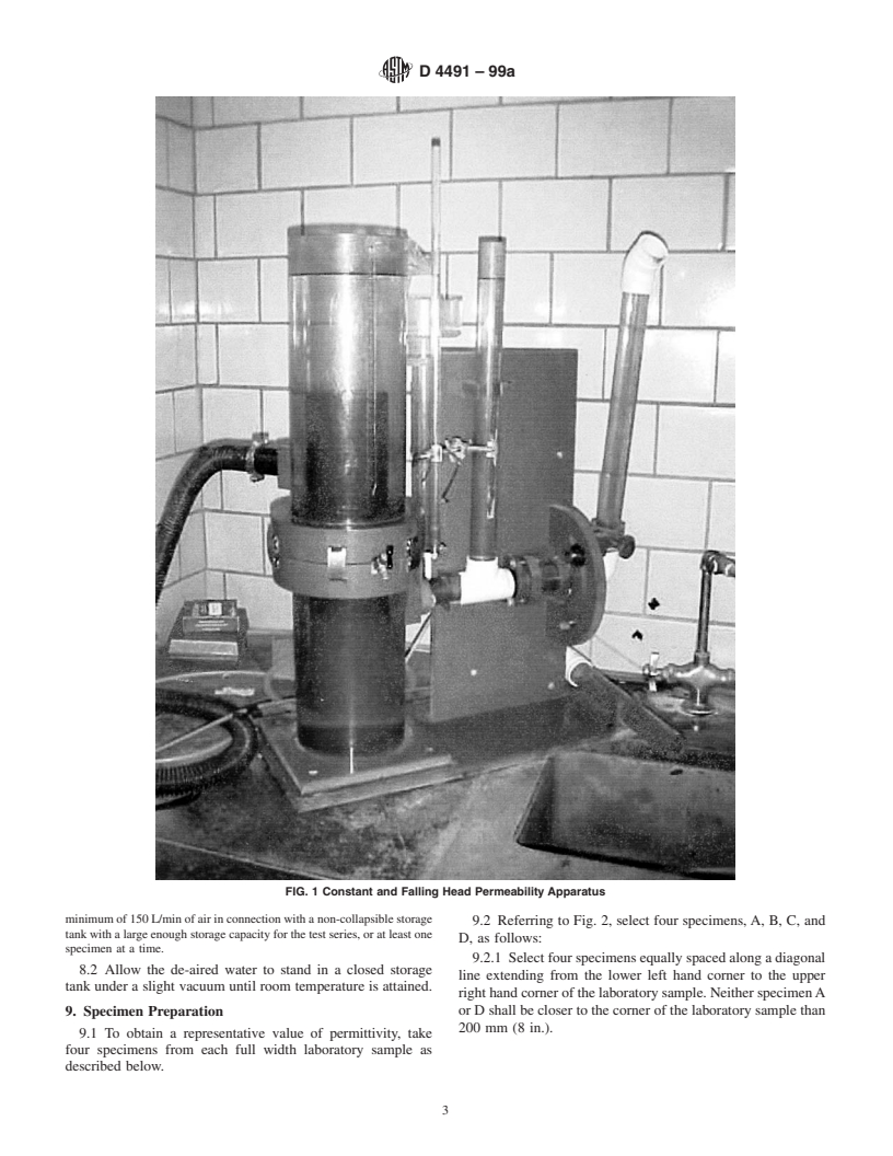 ASTM D4491-99a - Standard Test Methods for Water Permeability of Geotextiles by Permittivity