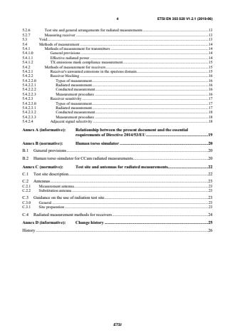 SIST EN 303 520 V1.2.1:2019 ETSI EN 303 520 V1.2.1 (2019-06) - Short Range Devices (SRD); Ultra Low Power (ULP) wireless medical capsule endoscopy devices operating in the band 430 MHz to 440 MHz; Harmonised Standard for access to radio spectrum - Page 4 preview