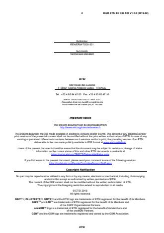 SIST EN 303 520 V1.2.1:2019 ETSI EN 303 520 V1.1.2 (2019-02) - Short Range Devices (SRD); Ultra Low Power (ULP) wireless medical capsule endoscopy devices operating in the band 430 MHz to 440 MHz; Harmonised Standard for access to radio spectrum - Page 2 preview