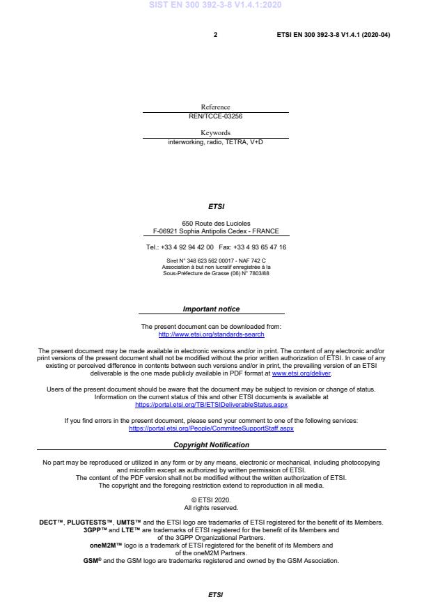 SIST EN 300 392-3-8 V1.4.1:2020 SIST EN 300 392-3-8 V1.4.1:2020 - Page 4 preview
