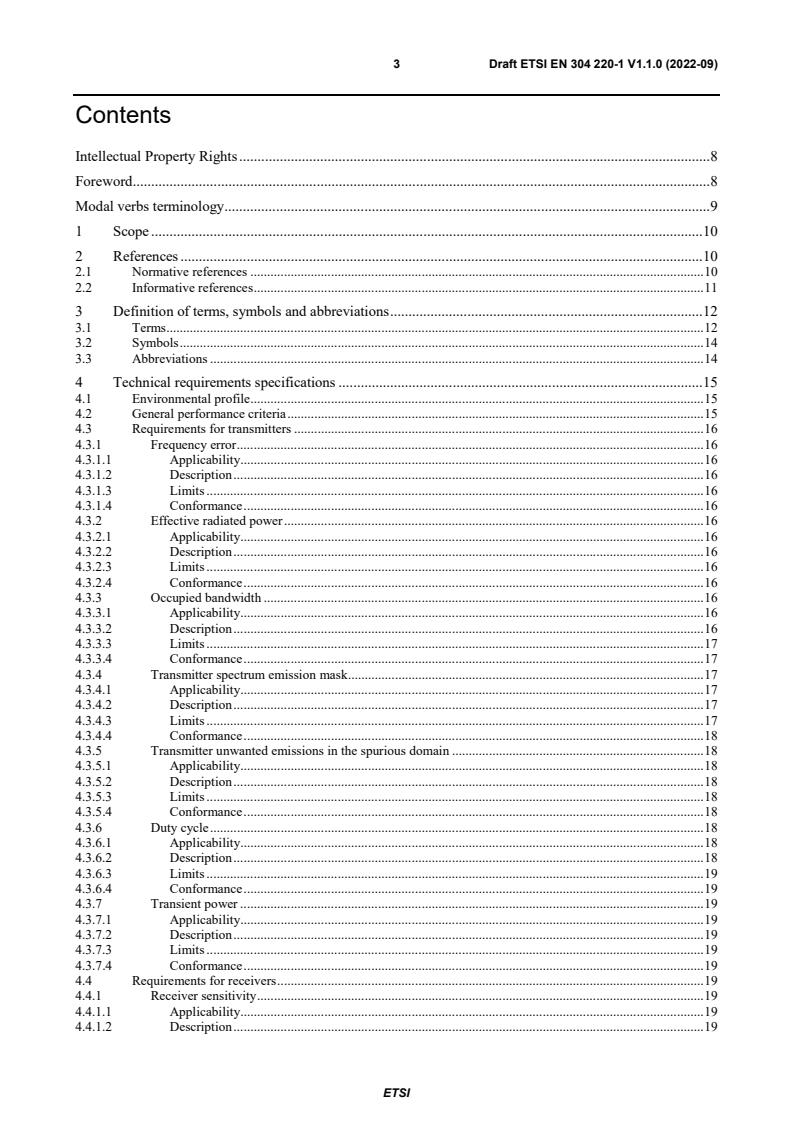 ETSI EN 304 220-1 V1.1.0 (2022-09) - Wideband data transmission SRD operating in the frequency range 25 MHz to 1 000 MHz; Harmonised Standard for access to radio spectrum; Part 1: Wideband data transmission devices: network access points operating in designated bands