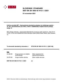 SIST EN 301 908-18 V15.1.1:2021 SIST EN 301 908-18 V15.1.1:2021 - Page 1 preview
