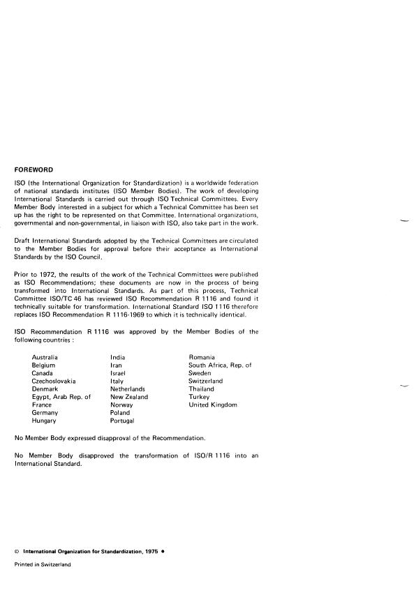 ISO 1116:1975 ISO 1116:1975 - Microcopying -- 16 mm and 35 mm microfilms, spools and reels - Page 2 preview