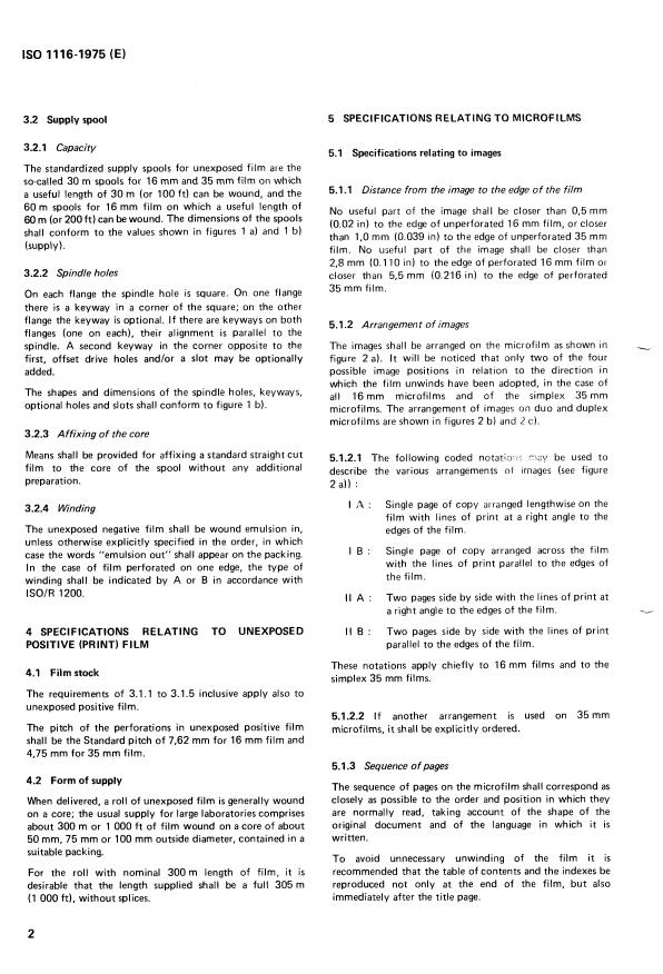 ISO 1116:1975 ISO 1116:1975 - Microcopying -- 16 mm and 35 mm microfilms, spools and reels - Page 4 preview