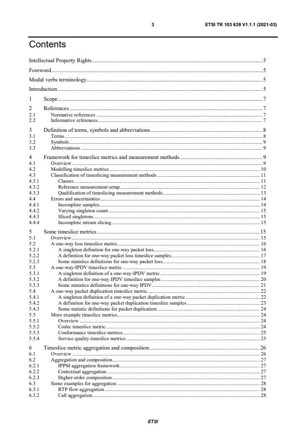 ETSI TR 103 639 V1.1.1 (2021-03) - Speech and multimedia Transmission Quality (STQ); Timeslicing KPIs for RTP based speech transmission