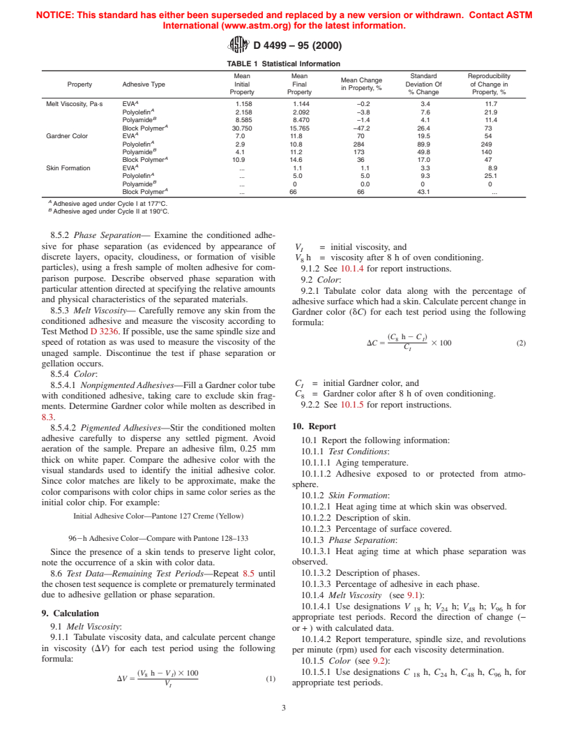 ASTM D4499-95(2000) - Standard Test Method for Heat Stability of Hot-Melt Adhesives