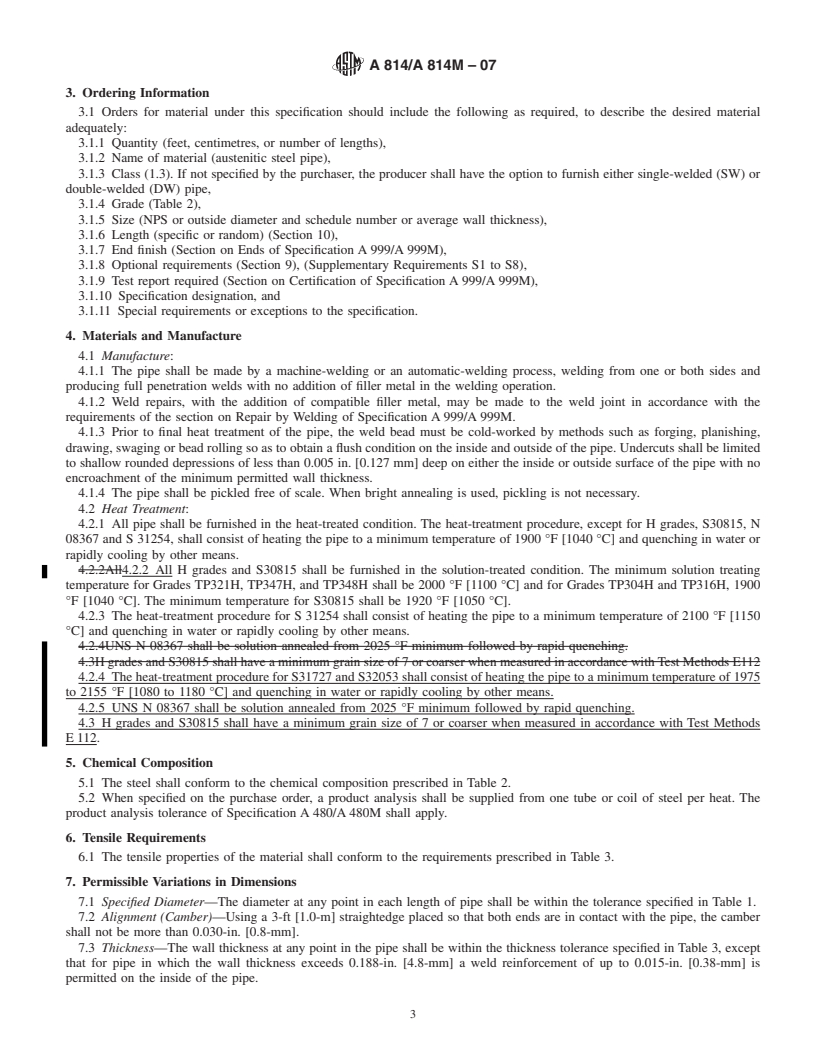 REDLINE ASTM A814/A814M-07 - Standard Specification for Cold-Worked Welded Austenitic Stainless Steel Pipe