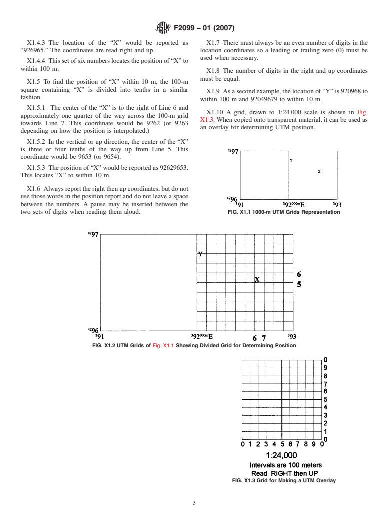 ASTM F2099-01(2007) - Standard Guide for Use of Universal Transverse Mercator (UTM) Grids When Preparing and Using a Field Map for Land Search