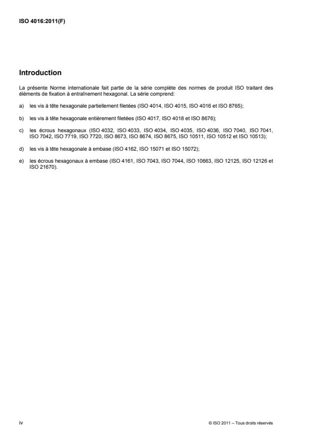 ISO 4016:2011 ISO 4016:2011 - Vis a tete hexagonale partiellement filetées -- Grade C - Page 4 preview