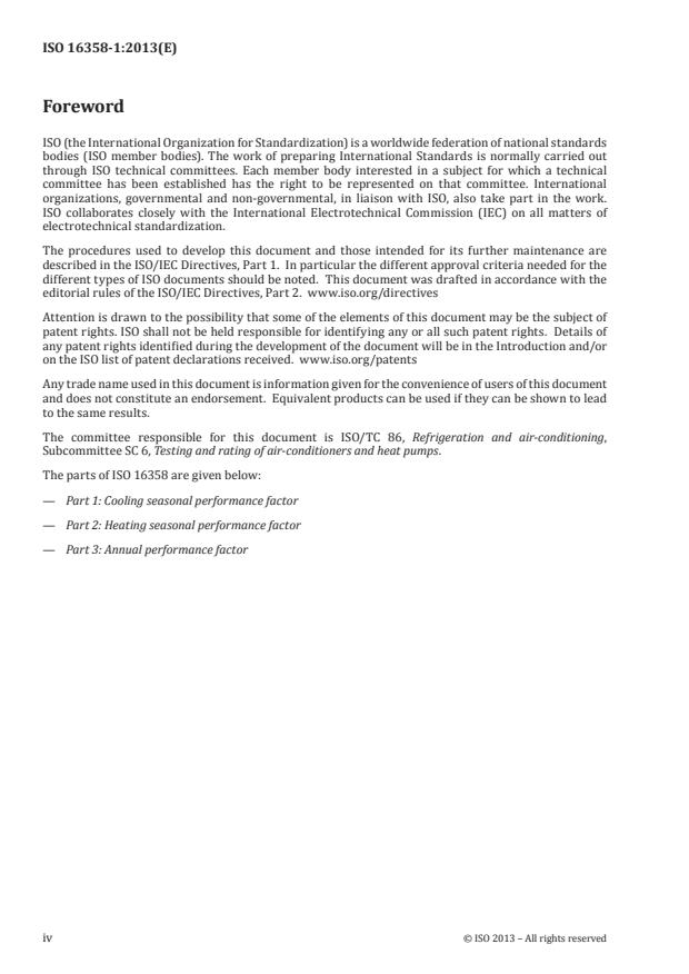 ISO 16358-1:2013 ISO 16358-1:2013 - Air-cooled air conditioners and air-to-air heat pumps -- Testing and calculating methods for seasonal performance factors - Page 4 preview