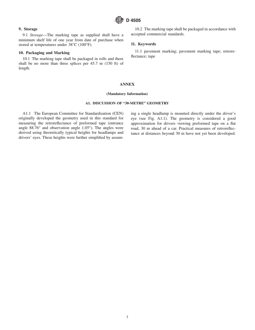 ASTM D4505-01a - Standard Specification for Preformed Retroreflective Pavement Marking Tape for Extended Service Life