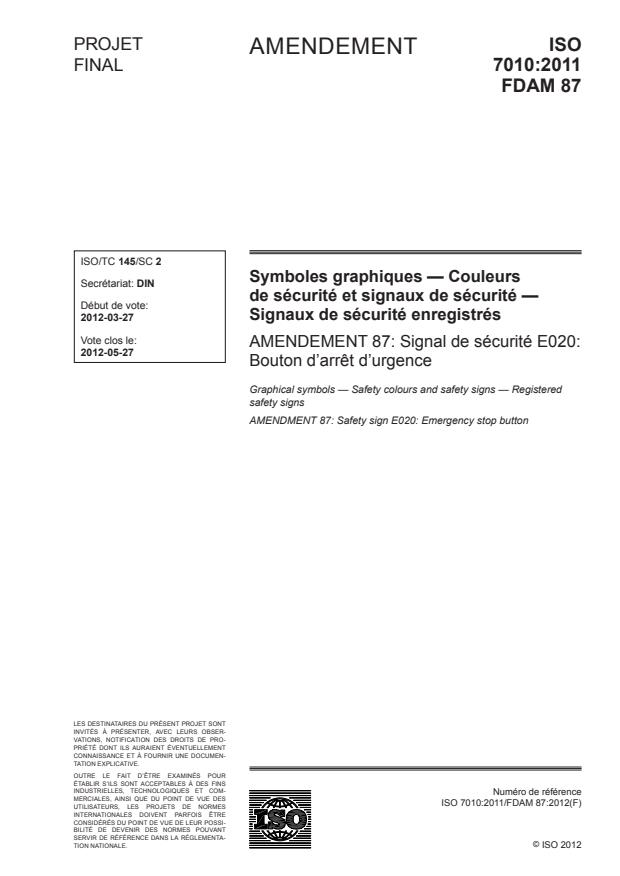 ISO 7010:2011/FDAmd 87 - Signal de sécurité E020: Bouton d'arret d'urgence