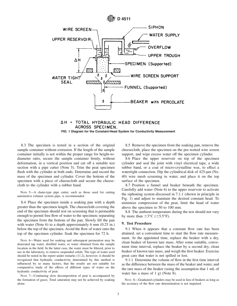 ASTM D4511-00 - Standard Test Method for Hydraulic Conductivity of Essentially Saturated Peat