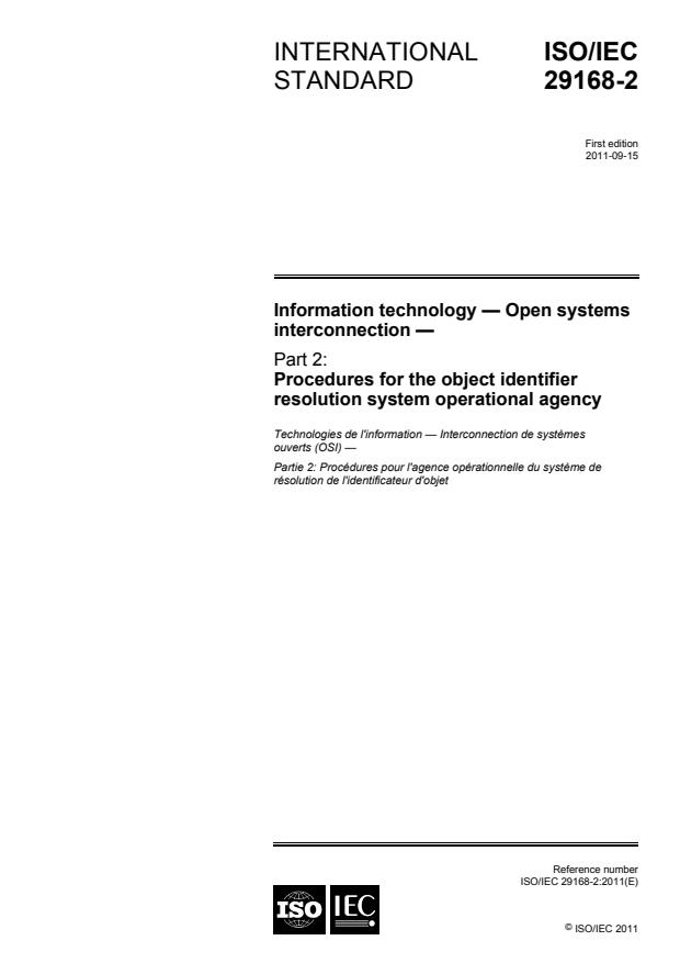 ISO/IEC 29168-2:2011 - Information technology -- Open systems interconnection