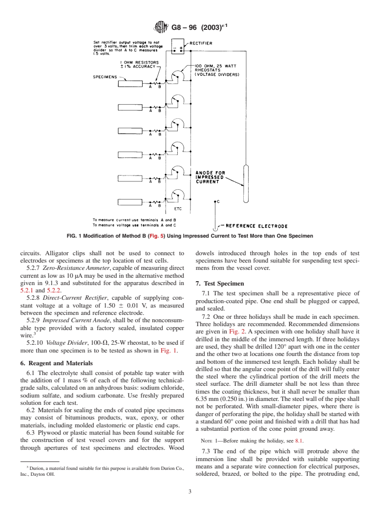 ASTM G8-96(2003)e1 - Standard Test Methods for Cathodic Disbonding of Pipeline Coatings