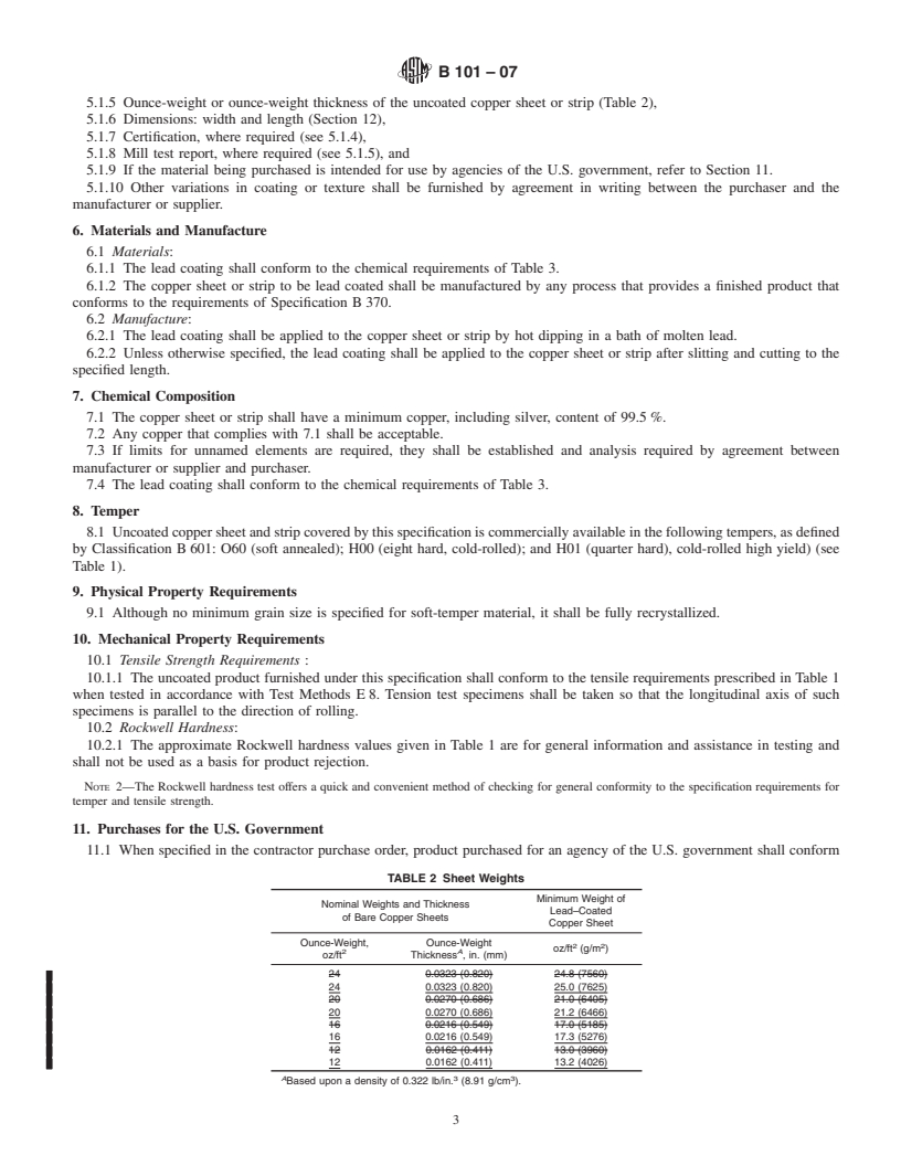 REDLINE ASTM B101-07 - Standard Specification for Lead-Coated Copper Sheet and Strip for Building Construction