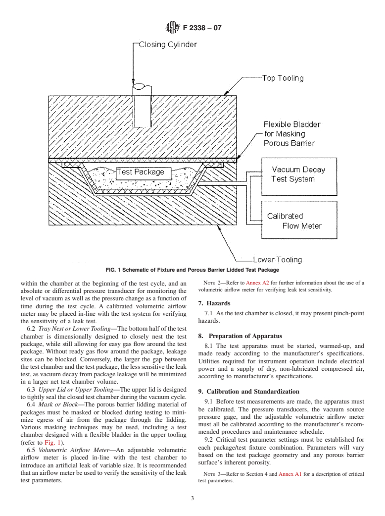 ASTM F2338-07 - Standard Test Method for Nondestructive Detection of Leaks in Packages by Vacuum Decay Method