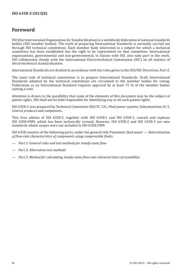ISO 6358-2:2013 ISO 6358-2:2013 - Pneumatic fluid power -- Determination of flow-rate characteristics of components using compressible fluids - Page 4 preview