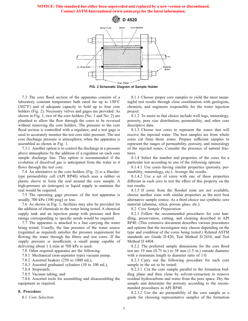 ASTM D4520-95(1999) - Standard Practice for Determining Water Injectivity Through the Use of On-Site Floods