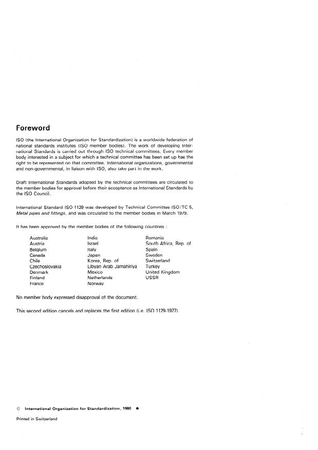 ISO 1129:1980 ISO 1129:1980 - Steel tubes for boilers, superheaters and heat exchangers -- Dimensions, tolerances and conventional masses per unit length - Page 2 preview