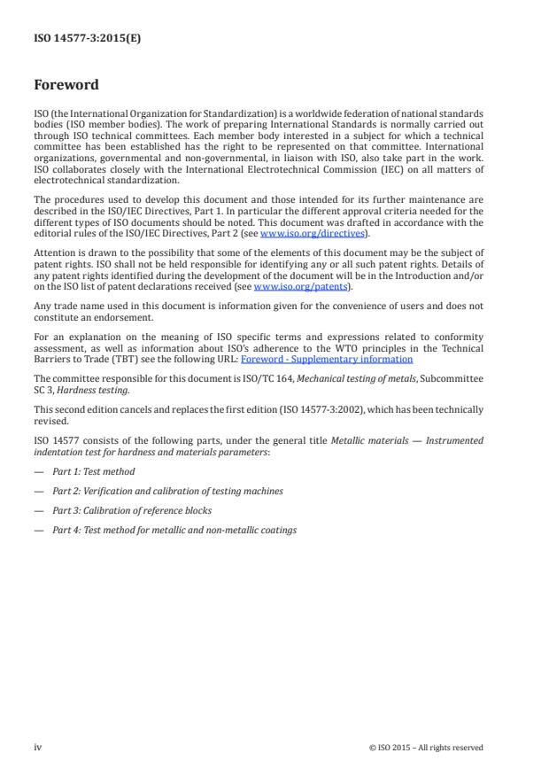 ISO 14577-3:2015 ISO 14577-3:2015 - Metallic materials -- Instrumented indentation test for hardness and materials parameters - Page 4 preview