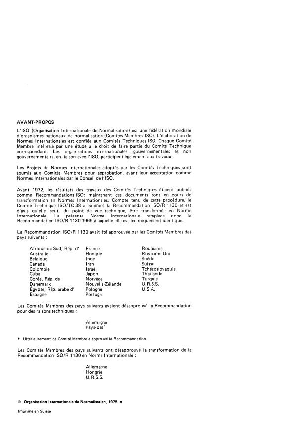 ISO 1130:1975 ISO 1130:1975 - Fibres textiles -- Diverses méthodes d'échantillonnage en vue des essais - Page 2 preview